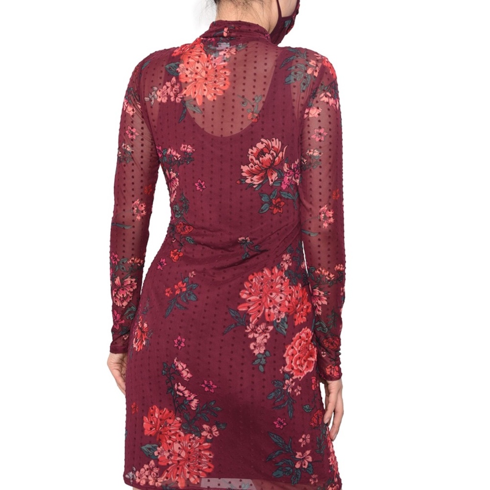 NWT! Price Drop! Floral Print-Dot Mesh Dress w/ Mask! - Picture 2 of 14
